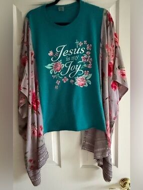 Upcycled Custom Jesus Is My Joy Poncho OSFM